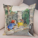 Axyaa Cartoon Bear Cushion Cover - Cute Animal Pillowcase for Sofa and Children's Room