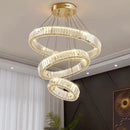 Axyaa Gold Steel Crystal Chandelier Remote Control Dimmable Pendant Lights