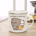 Axyaa Cute Animal Enamel Cup Breakfast Mug Set