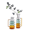Axyaa Glass Bubble Ring Vase - Transparent Handle Flower Arrangement Terrarium