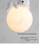 Axyaa Moon Cartoon Animal LED Pendant Light for Children's Bedroom