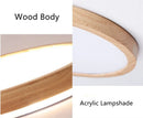 Axyaa Nordic Wood LED Ceiling Light - Thin Profile, Round, Japan Style, Living Room Bedroom Balcony Fixtures