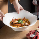 Axyaa Wave Edge Ceramic Service Bowl Set for Restaurant Tableware