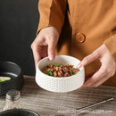Axyaa Premium Rice Bowl Set - Hammer Pattern Small 4.5 inch Ceramic Dessert Bowl