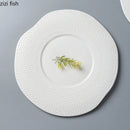 Axyaa White Bead Ceramic Plate - Steak, Pasta, Dessert, Molecular Cuisine Tableware