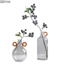 Axyaa Gray Glass Vase Hydroponics Plant Pot Table Decoration Flowers Arrangement Aesthetic Decor