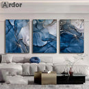 Blue Marble Abstract Canvas Art Print by Axyaa - Modern Nordic Wall Decor
