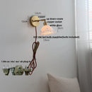 Axyaa Modern White Glass Copper Wall Sconce, Pull Chain Switch Stair Light
