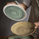 Axyaa Ceramic Vegetable Plates for Japanese and Western Dining with Minor Flaws