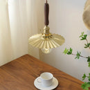 Axyaa Copper Walnut LED Pendant Lights: Modern Hanging Lamp for Hallway, Bedroom, Dining Room