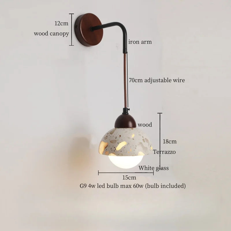 Axyaa Wabi Sabi Terrazzo LED Wall Lamp Pull Chain Switch Stair Light