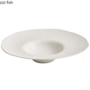 Axyaa White Hammer Straw Hat Pattern Ceramic Soup Plate