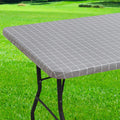 Axyaa Elastic Fitted Rectangle Vinyl Tablecloth for Indoor Outdoor Tables