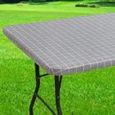 Axyaa Elastic Fitted Rectangle Vinyl Tablecloth for Indoor Outdoor Tables