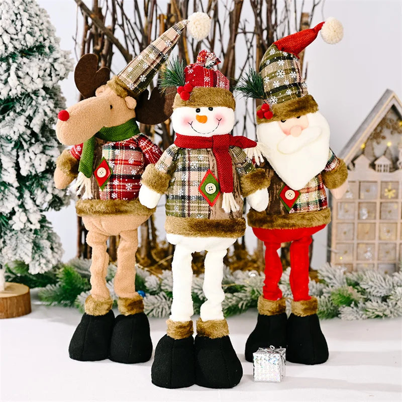 Axyaa Christmas Doll Ornaments Santa Snowman Elk Flexible Decor Xmas Gift