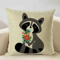 Axyaa Animal Linen Cushion Cover - Decorative Sofa Pillow - Home Decor - 45x45CM