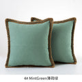 Axyaa Burlap Linen Trimmed Throw Pillow Covers for Farmhouse Decor