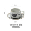 Axyaa Retro Cat Ceramic Mug Saucer Coarse Pottery Coffee Cup Ins Home Breakfast