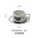 Axyaa Retro Cat Ceramic Mug Saucer Coarse Pottery Coffee Cup Ins Home Breakfast