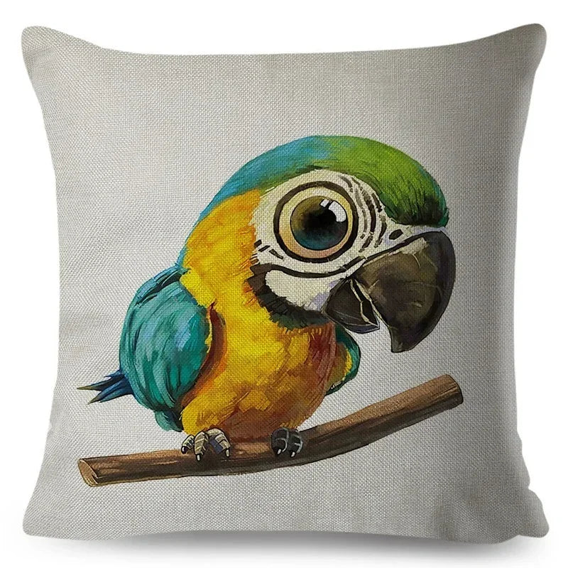 Axyaa Watercolor Animal Pillowcase - Cute Cartoon Design for Living Room Sofa