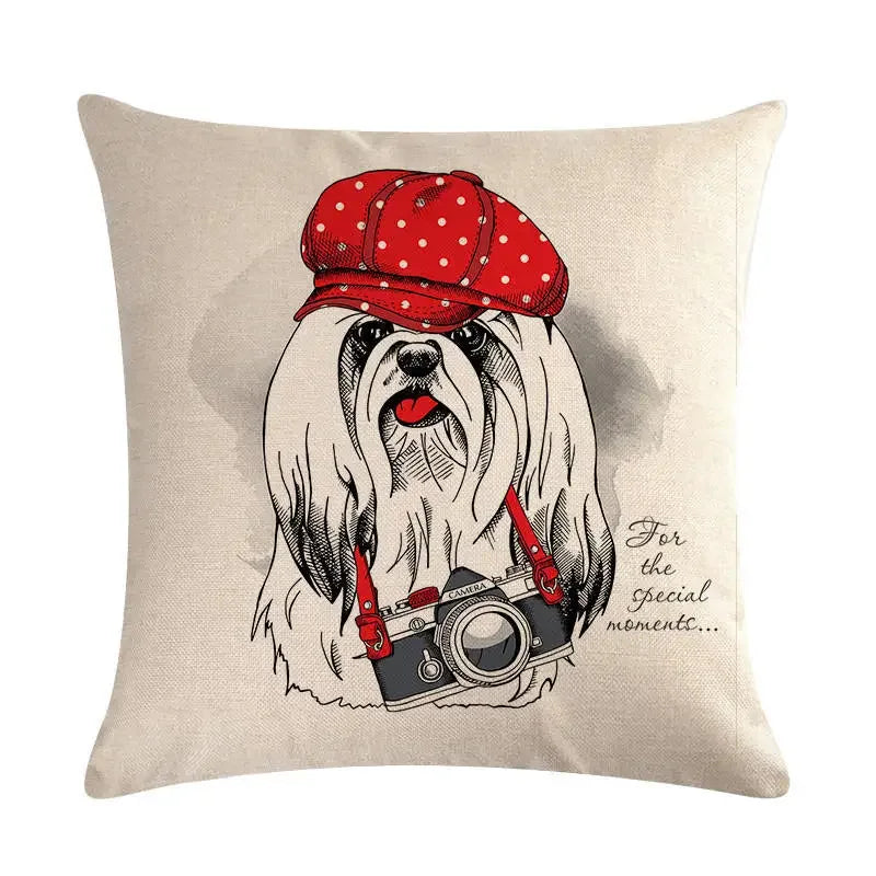 Axyaa Cartoon Animal Flax Cushion Cover for Sofa - Fashionable and Fun Design