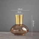 Axyaa Gold Metal Glass Vase - Round Flower Arrangement Home Decor