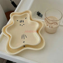 Axyaa Cream Bear Cute 3D Alien Ceramic Dessert Salad Plate - Household Tableware