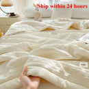 Axyaa Summer Quilt: Washed Waffle Wide Hem Soybean Cotton Solid Color Cooling Quilt