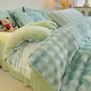 Axyaa Winter Bubble Plush Rabbit Velvet 4-Piece Bed Sheet Set