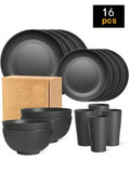 Axyaa 24-Piece Reusable Plastic Tableware Set for Family Picnics and School