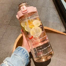 Axyaa Portable Straw Water Bottle with Time Marker - Large Capacity for Sports and Fitness