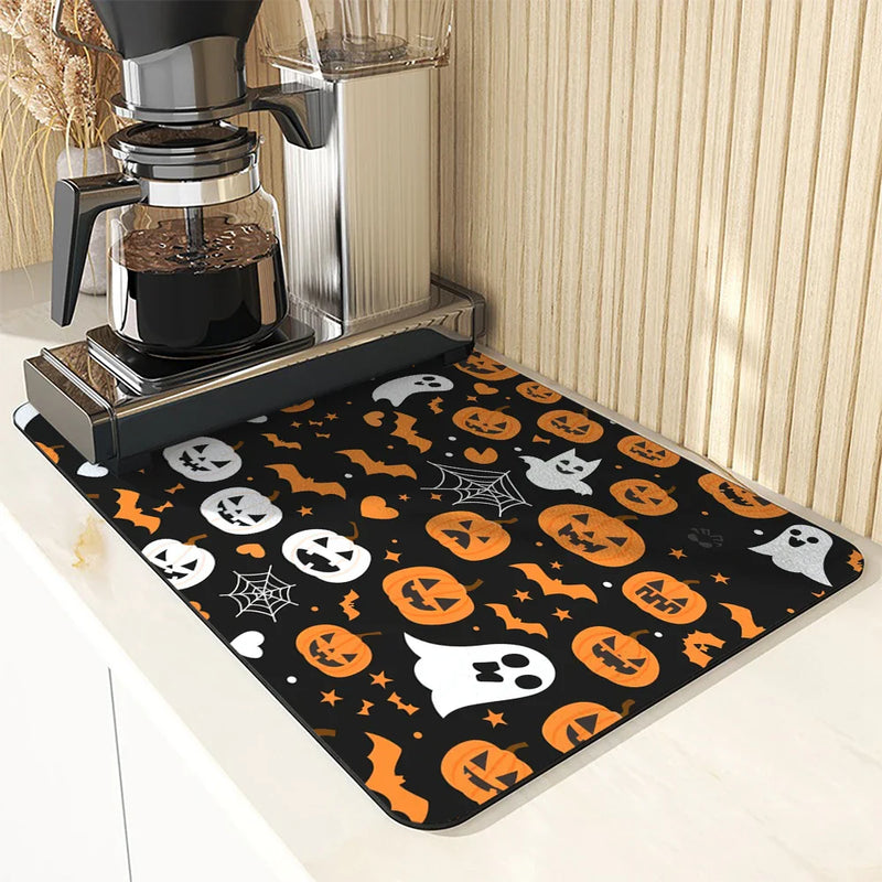 Axyaa Halloween Pumpkin Ghost Cartoon Non-Slip Drying Mat