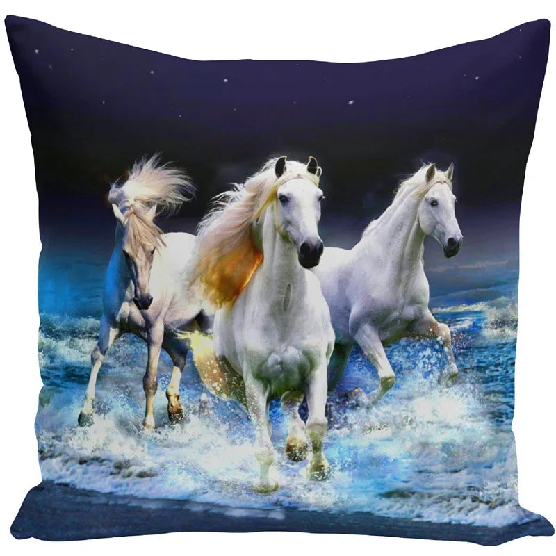 Animal Horse Printed Cushion Cover by Axyaa - Sofa Decor Pillowcase