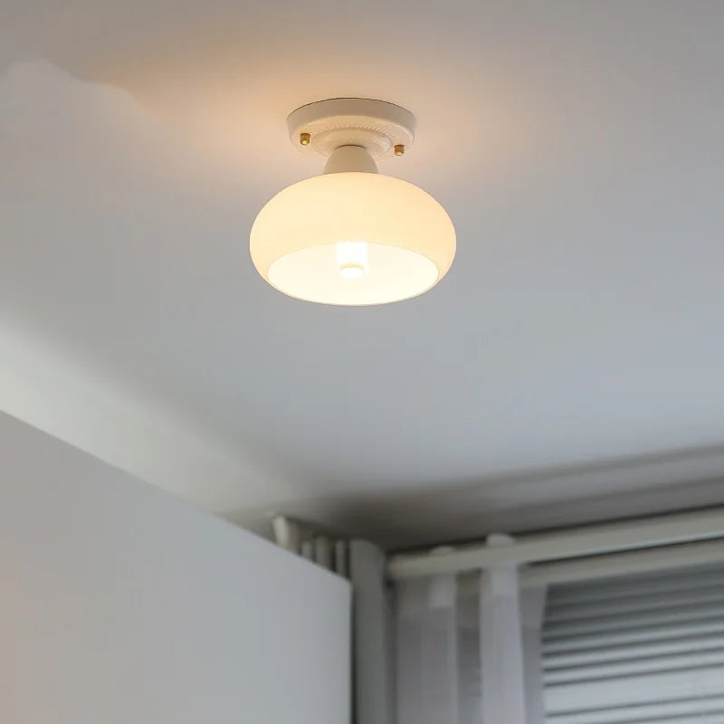 Axyaa Ceramic LED Ceiling Light - Creamy White Nordic Indoor Lamp