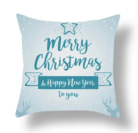 Axyaa Blue Ornament Pillowcase: Festive Home Decor Cushion Cover for Christmas & New Year