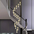Axyaa Crystal Chandelier Stair Pendant Living Room Light Modern Interior Lighting