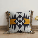 Axyaa Vintage Fringed Knit Pillow Cover in Grey/Blue/Black/Red, 45x45cm