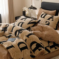 Axyaa Leopard Print Thickened Fleece Jacquard 4-Piece Bed Set