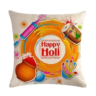 Axyaa Holi Holiday Pillowcase: Vibrant Decor for Home, Office, or Party