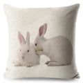 Axyaa Bunny Linen Cushion Cover - Cute Rabbit Throw Pillowcase - Home Decor