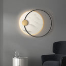 Axyaa Luxury Black Metal & Marble Round Wall Lamp for Bedroom Living Room Hotel