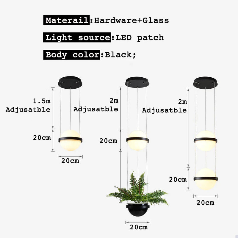 Axyaa Nordic Plant LED Bedside Chandelier - Indoor Living Room Lighting