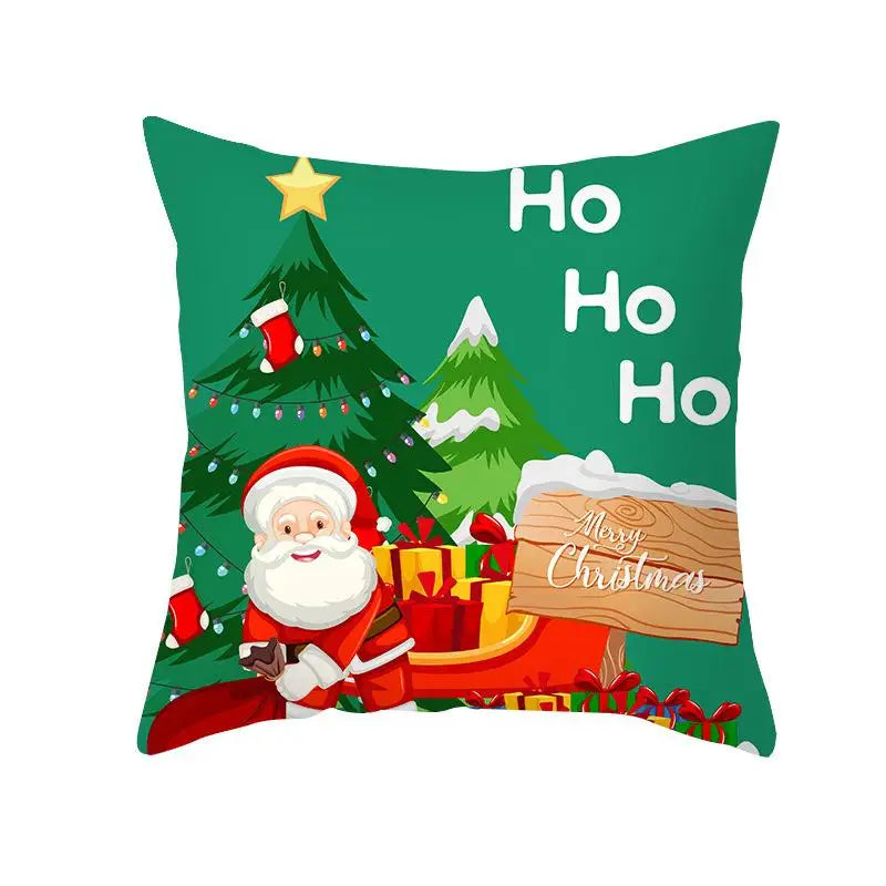 Axyaa Christmas Elk Santa Claus Cushion Cover Home Decor Square