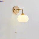 Axyaa Wood Canopy LED Wall Light Fixture with Pull Chain Switch