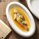 Axyaa Oval Ceramic Sushi Plate Serving Platter - Solid Color Tableware for Home Kitchen