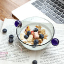 Axyaa Two Tone Glass Bowl with Ball Handles - Solid Color Glass Bowl