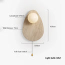Axyaa Stone Art Wall Lamp with Glass Lampshade and Pull Chain