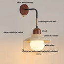 Axyaa Yellow Travertine Stone Canopy Wall Sconce with Pull Chain Switch