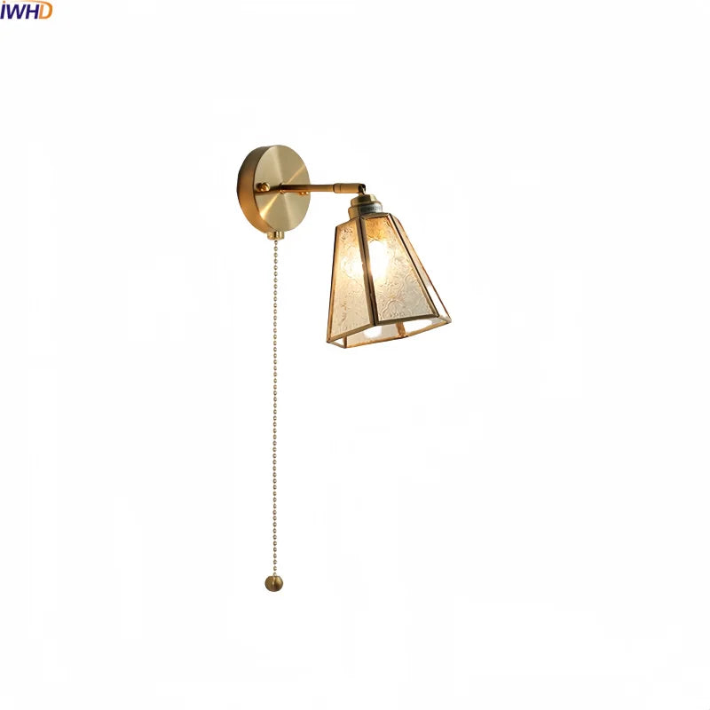 Axyaa Clear Glass LED Wall Lamp Gold Brass Finish Japan Style Home Décor
