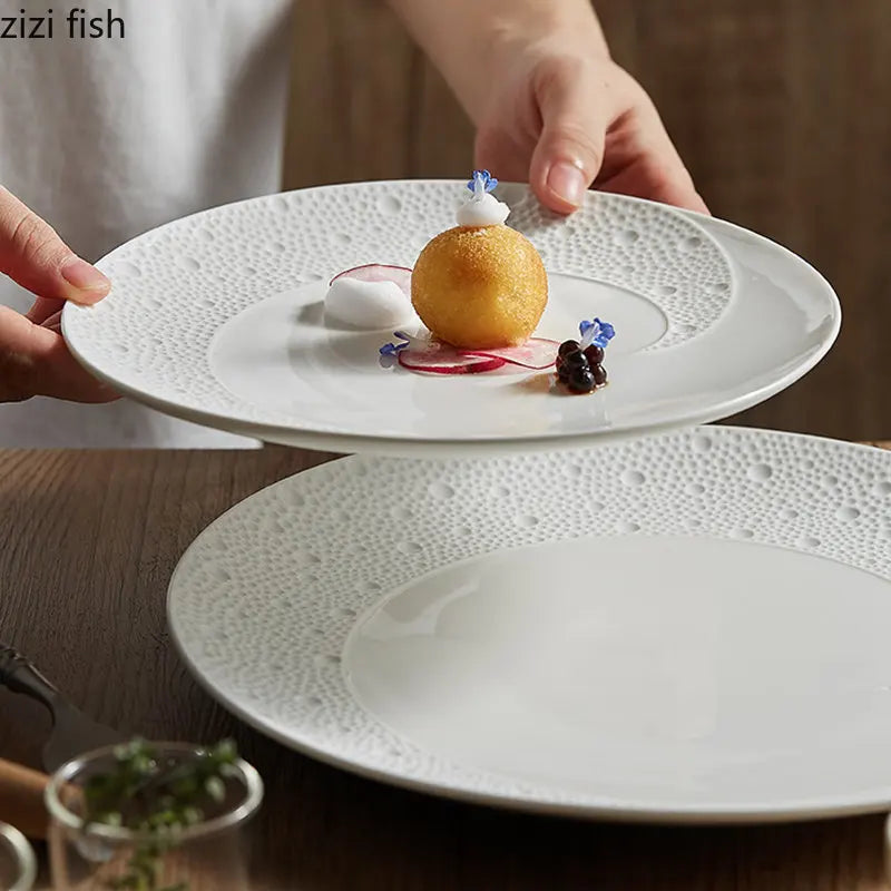 Axya Ceramic Dinner Plates - Elegant Round Tableware for Restaurant, Pasta, Sushi